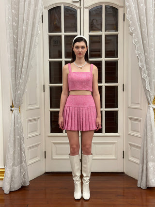 Fuchsia tweed crop top